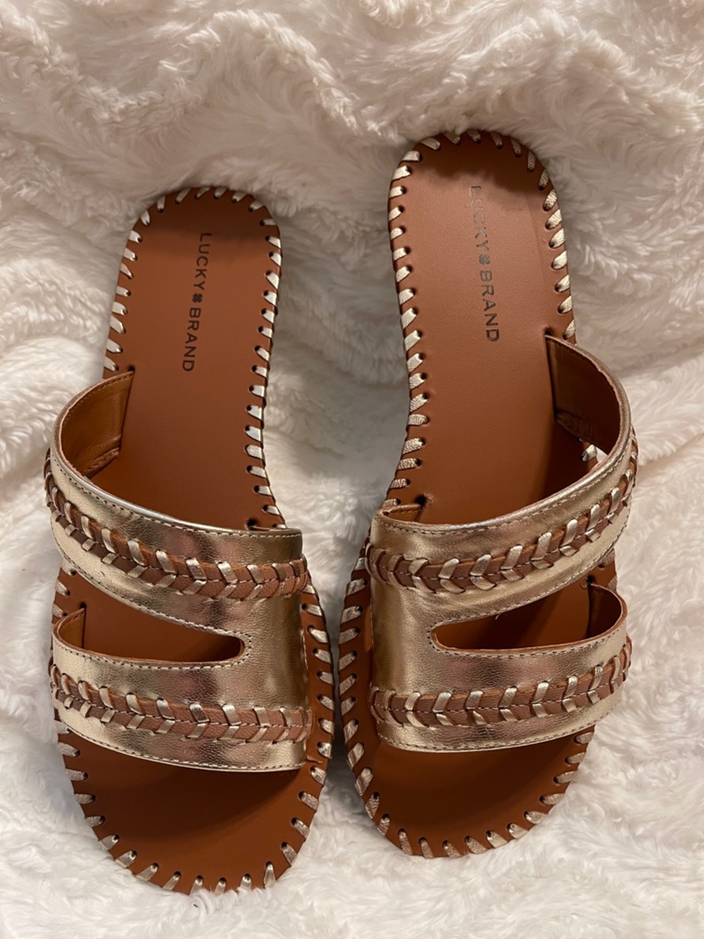 NIB Lucky Brand Zanora Leather Flat Sandals - Picture 5 of 15